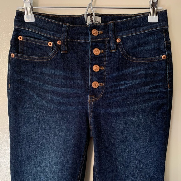 J. Crew • 25 • Billie Demi Boot Crop Button Fly Dark Wash Denim Jeans - Picture 2 of 6